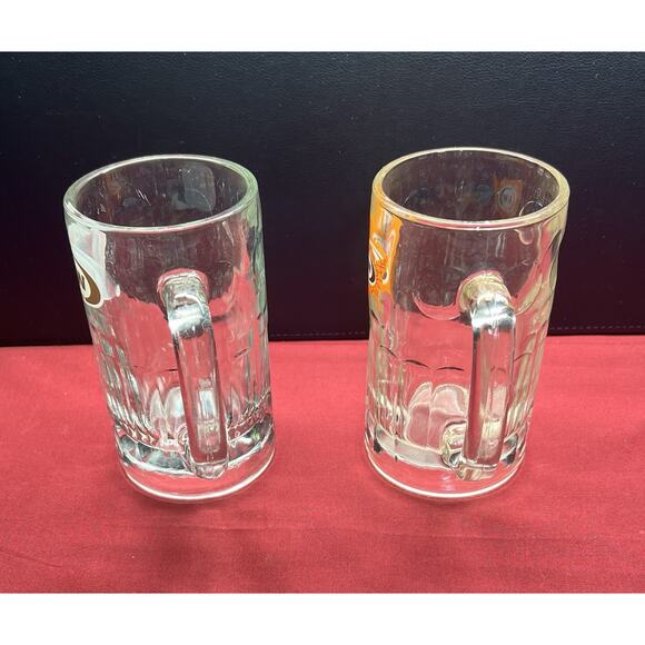 Vintage Set Of 2 A&W Root Beer Soda Mugs 5” Tall Heavy Glass Dimple Sides - Picture 4 of 10